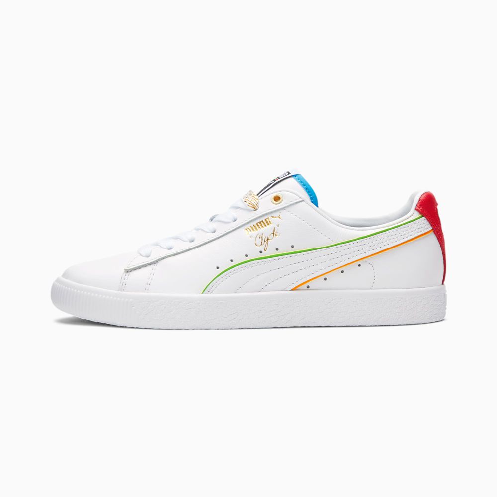 Puma Clyde WH Női Sportcipő - Fehér/Piros/Kék ( Hungary - CHDJA7540 )